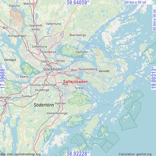 Saltsjöbaden on map