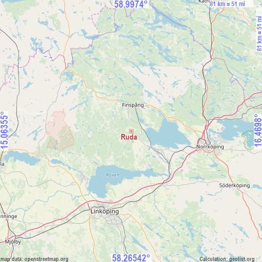 Ruda on map