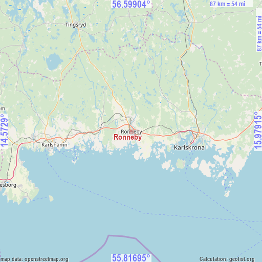 Ronneby on map
