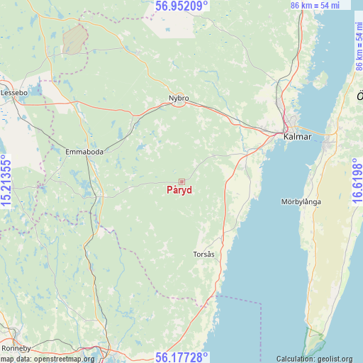 Påryd on map