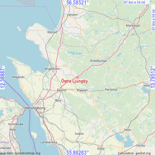 Östra Ljungby on map