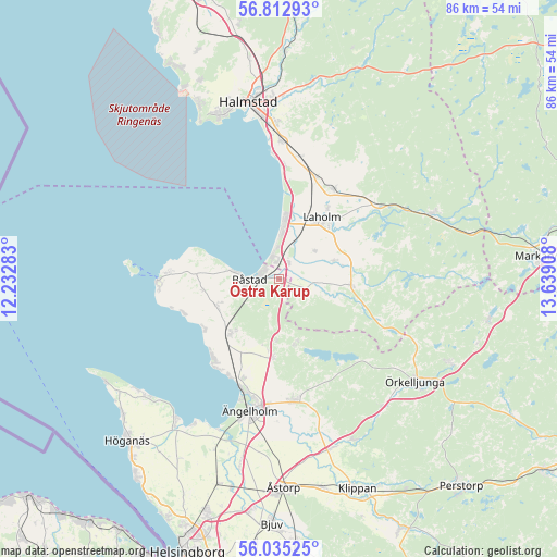 Östra Karup on map