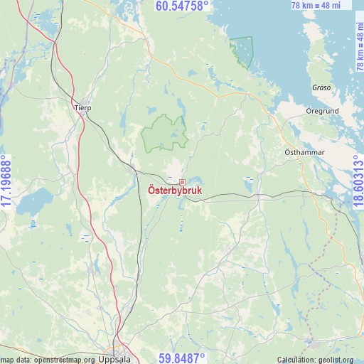 Österbybruk on map