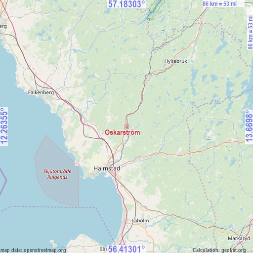 Oskarström on map