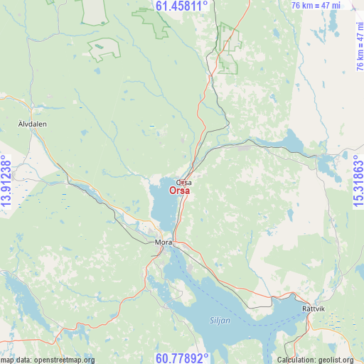 Orsa on map