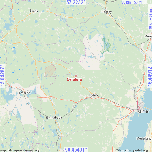 Orrefors on map