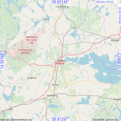 Örebro on map