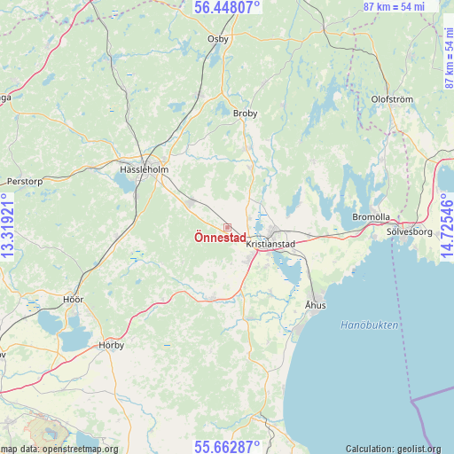 Önnestad on map