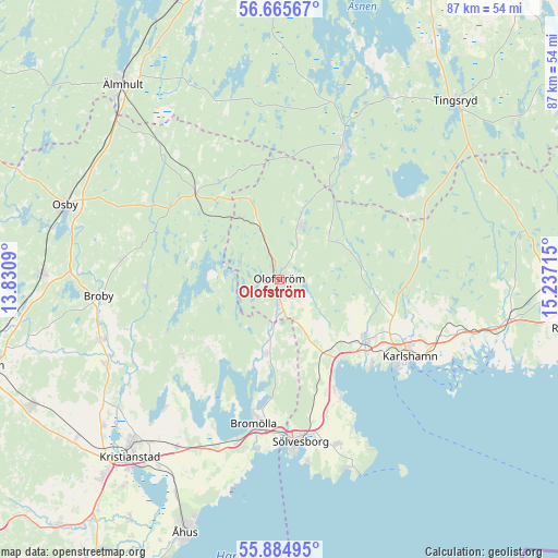 Olofström on map