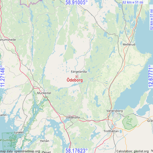 Ödeborg on map
