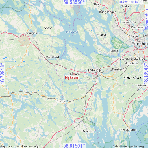 Nykvarn on map