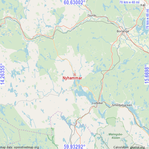 Nyhammar on map