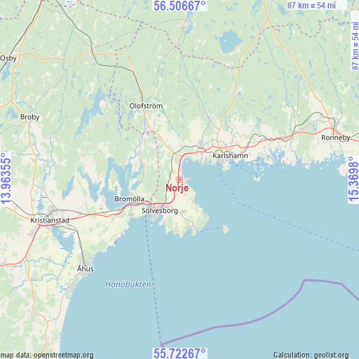 Norje on map