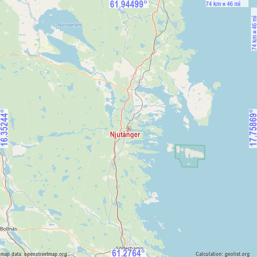 Njutånger on map