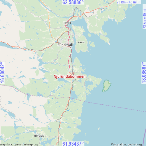 Njurundabommen on map