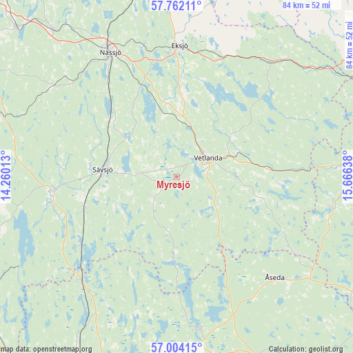 Myresjö on map