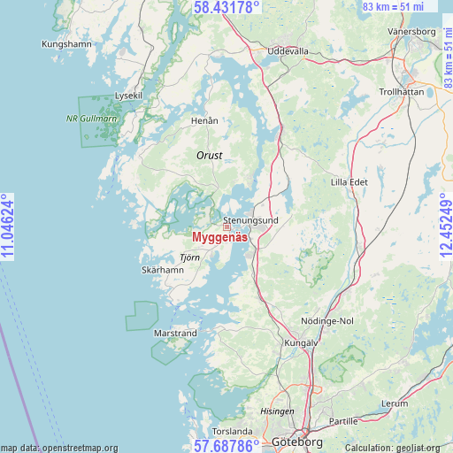 Myggenäs on map