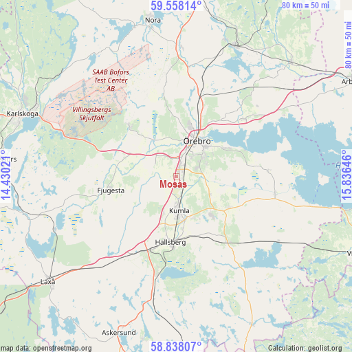 Mosås on map