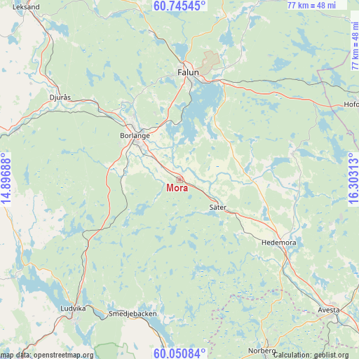 Mora on map