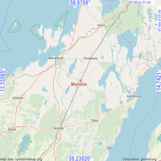 Moholm on map