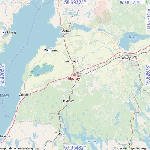 Mjölby on map