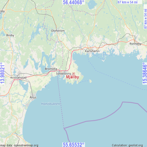 Mjällby on map