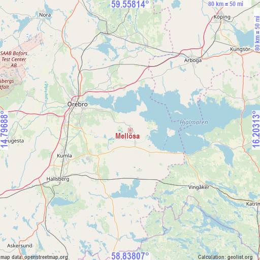 Mellösa on map