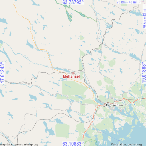Mellansel on map