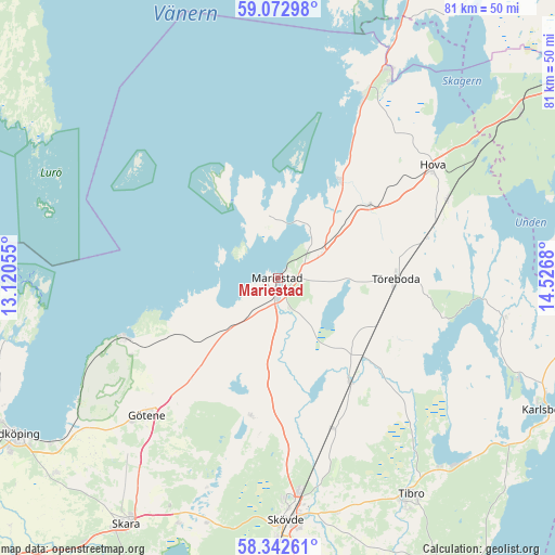 Mariestad on map