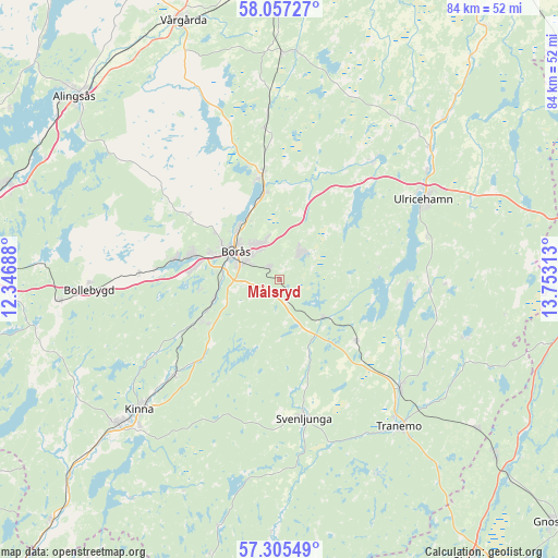 Målsryd on map