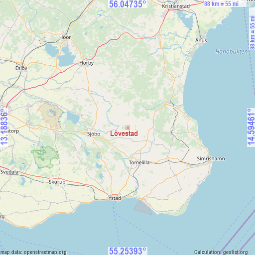 Lövestad on map
