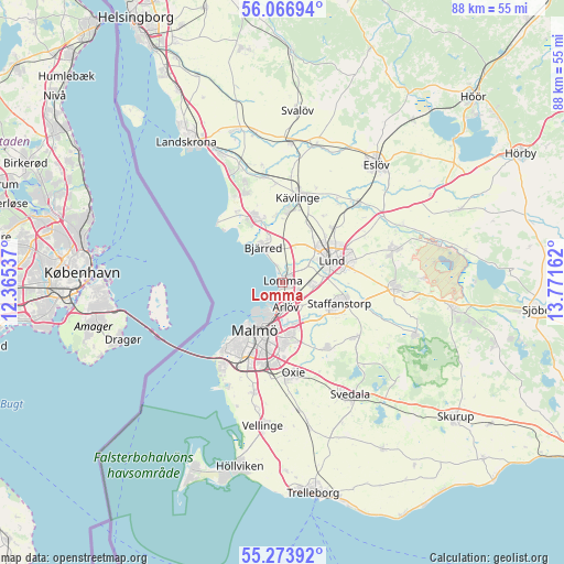 Lomma on map