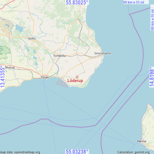 Löderup on map