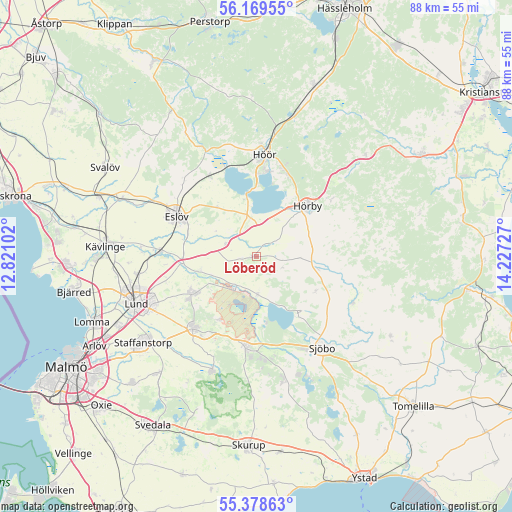 Löberöd on map