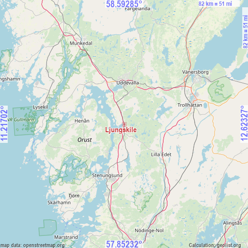 Ljungskile on map