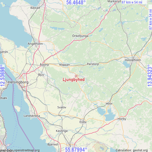 Ljungbyhed on map