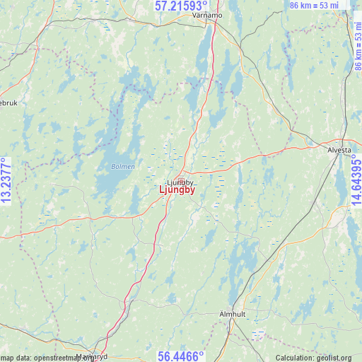 Ljungby on map