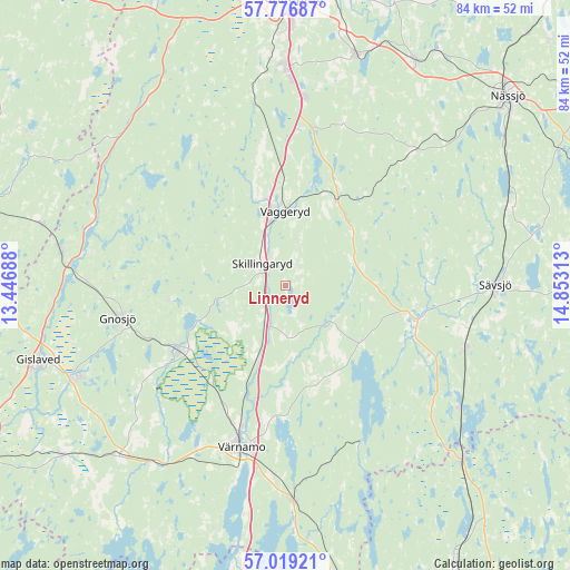 Linneryd on map