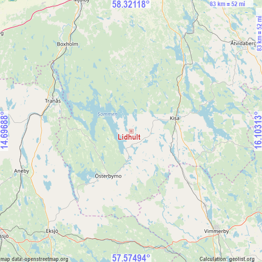 Lidhult on map