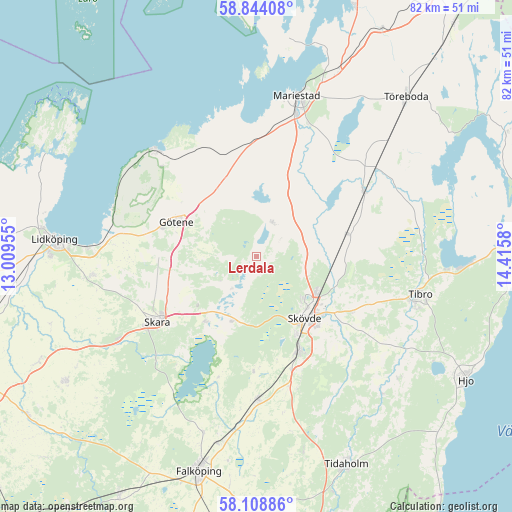 Lerdala on map