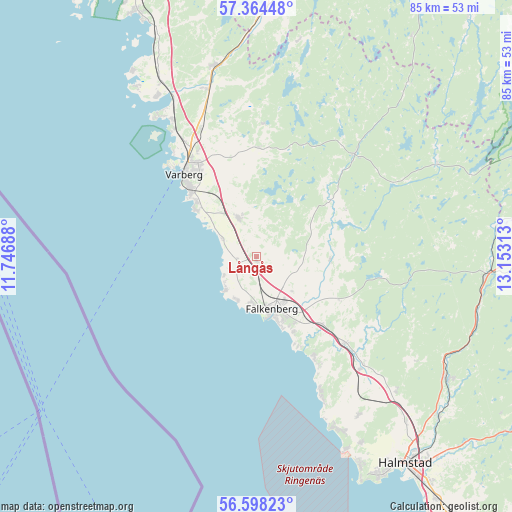 Långås on map