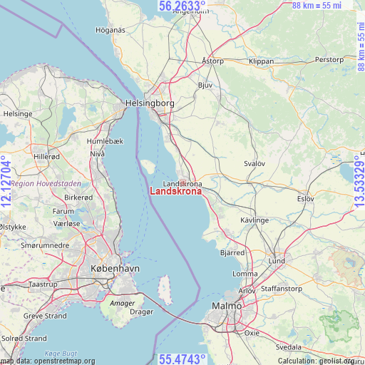 Landskrona on map