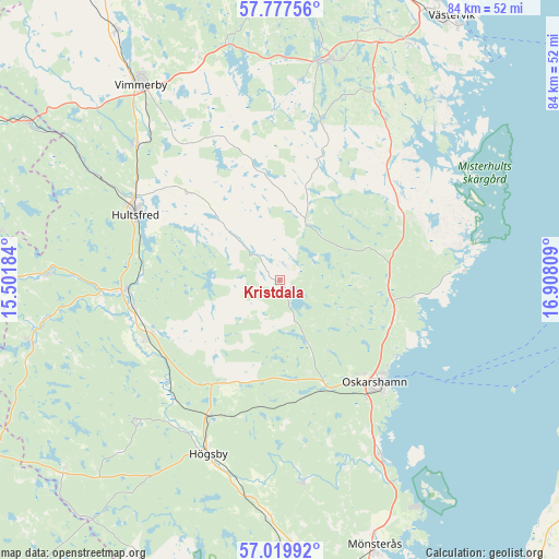 Kristdala on map