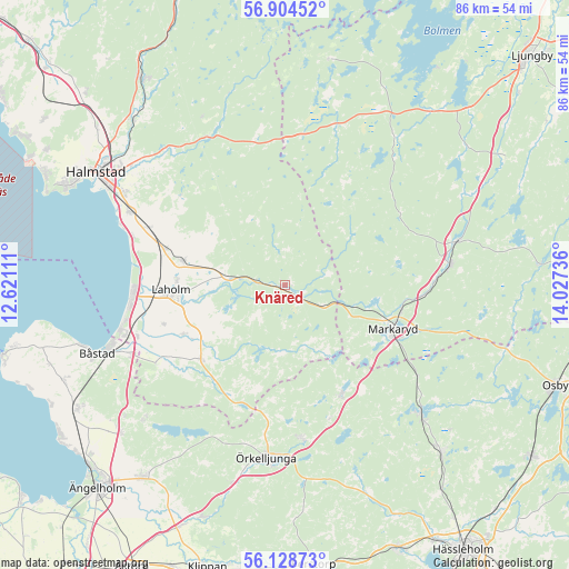 Knäred on map