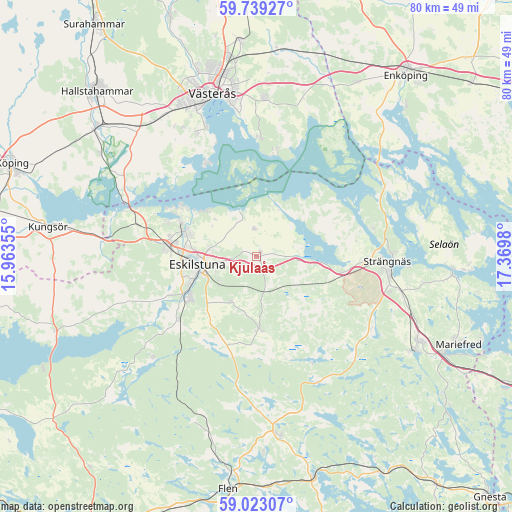 Kjulaås on map