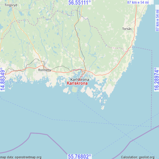 Karlskrona on map