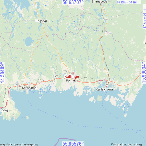 Kallinge on map