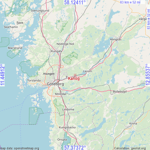 Kåhög on map