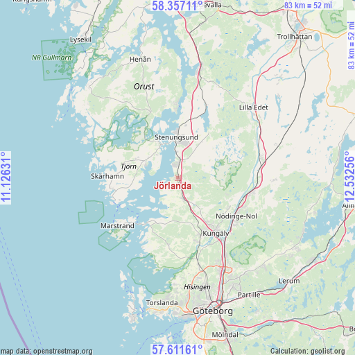 Jörlanda on map