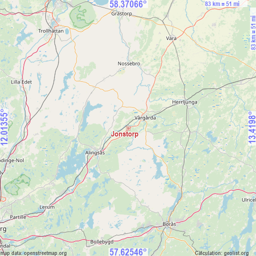 Jonstorp on map